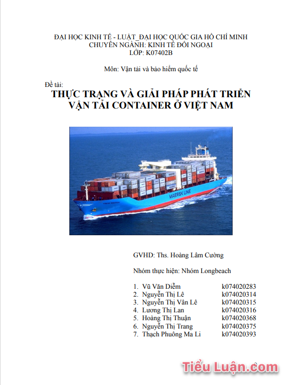 Tiểu luận Thực trạng và giải pháp phát triển vận tải Container ở Việt Nam