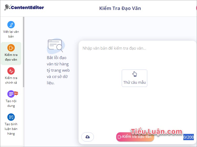 Công cụ check đạo văn trực tuyến ContentEditor